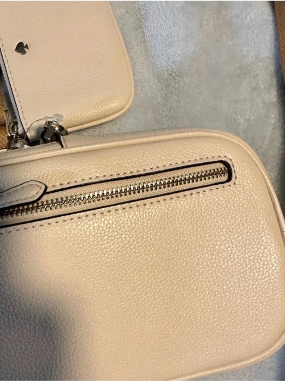kate spade Cream Crossbody with Tan Striped Strap